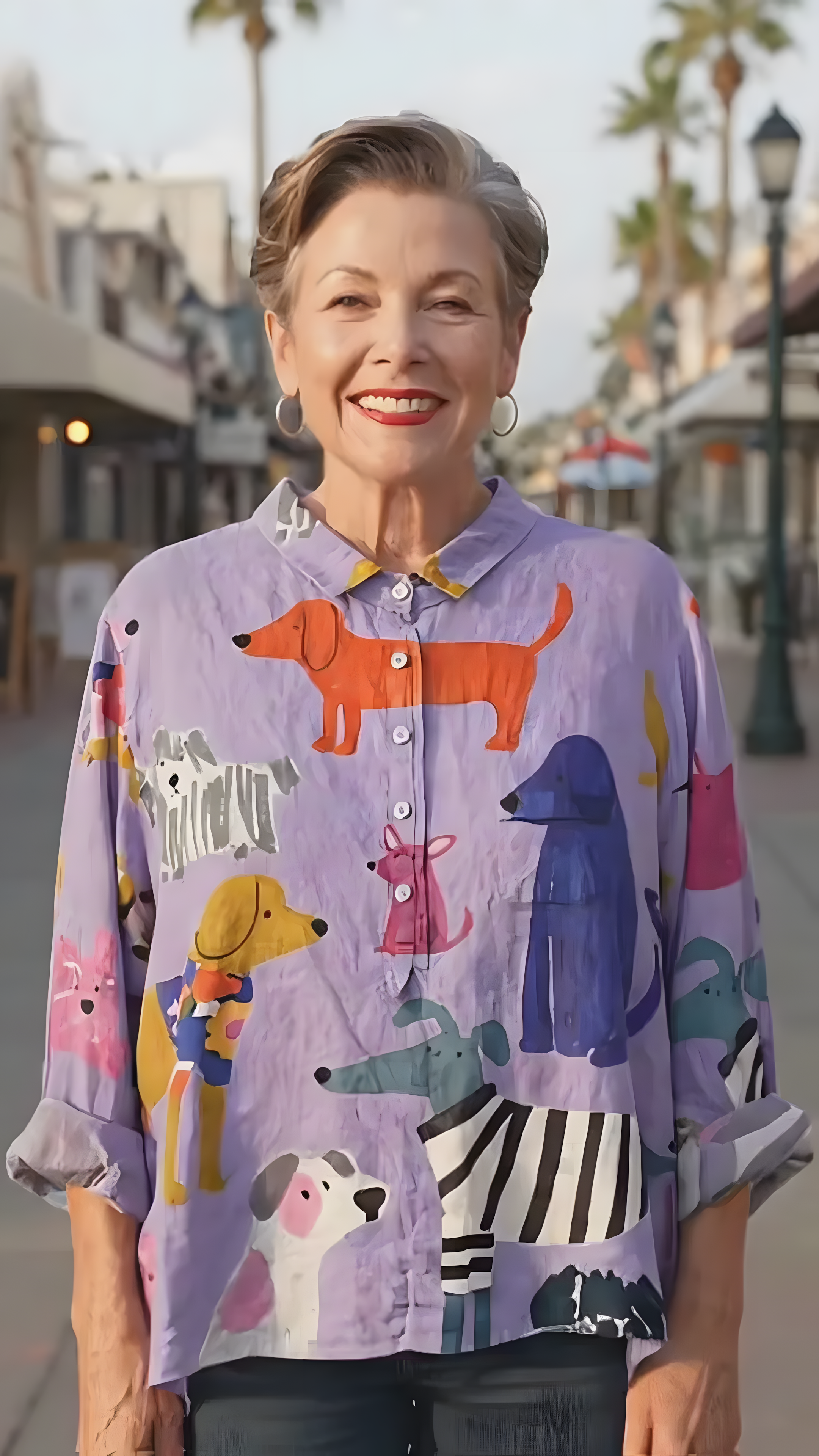 Coralie | Women's Dog Art Print Casual Shirt