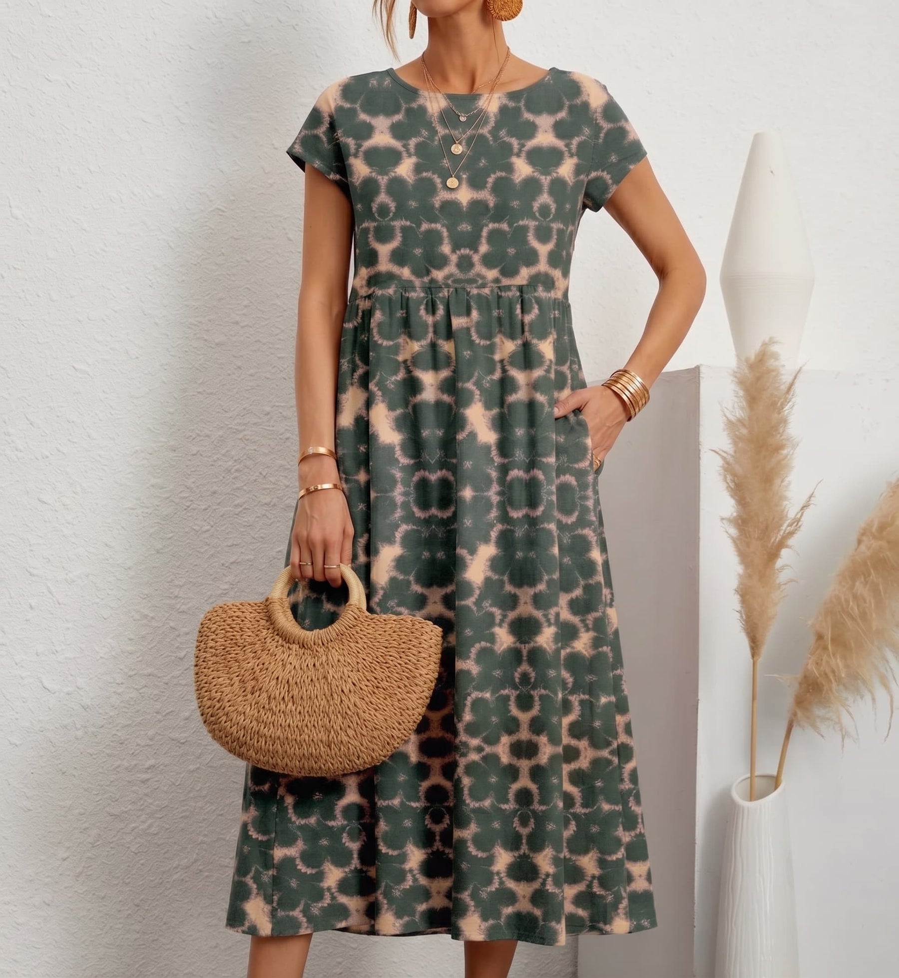 Aurelia™ — Timeless Grace Floral Midi Dress