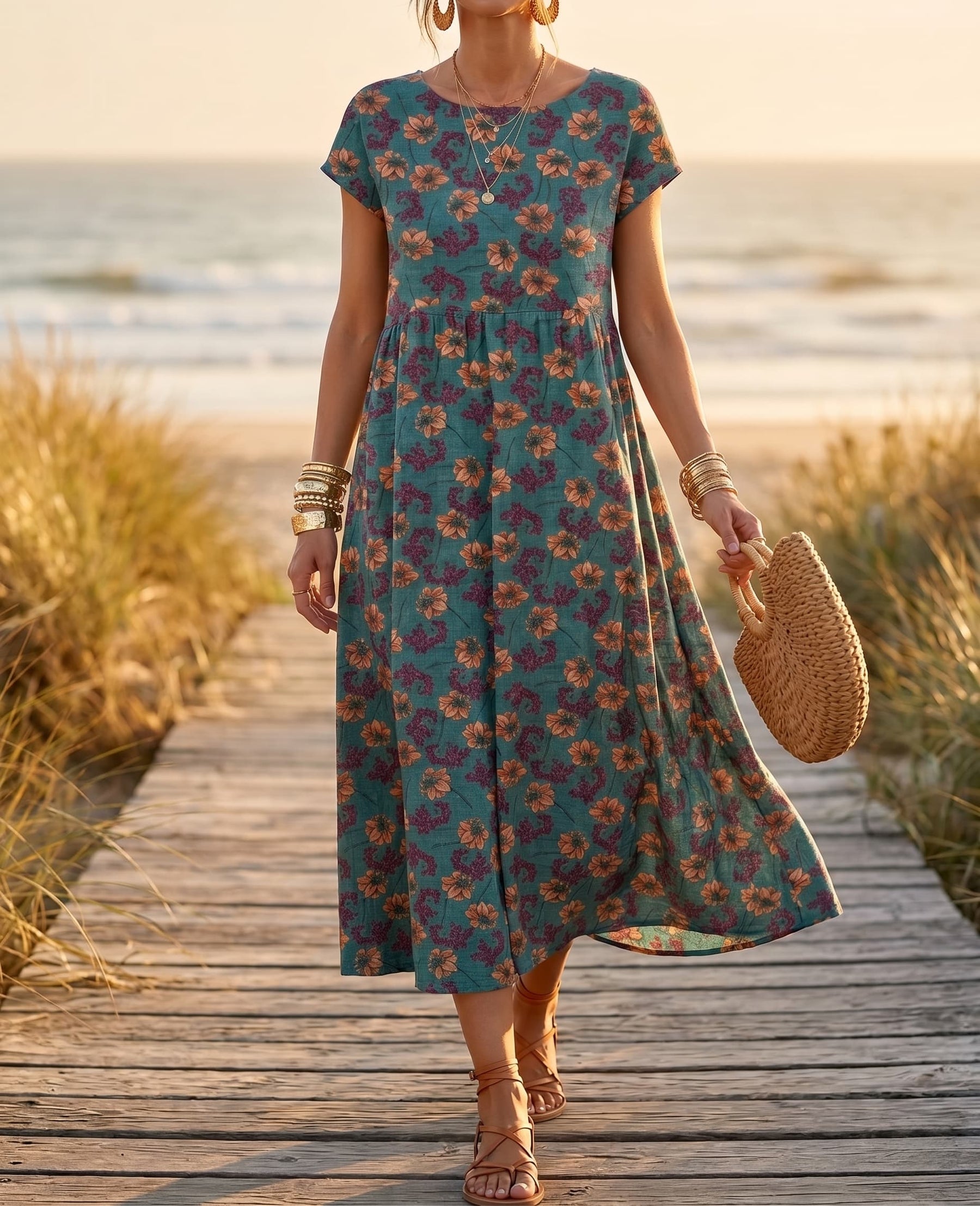 Aurelia™ — Timeless Grace Floral Midi Dress