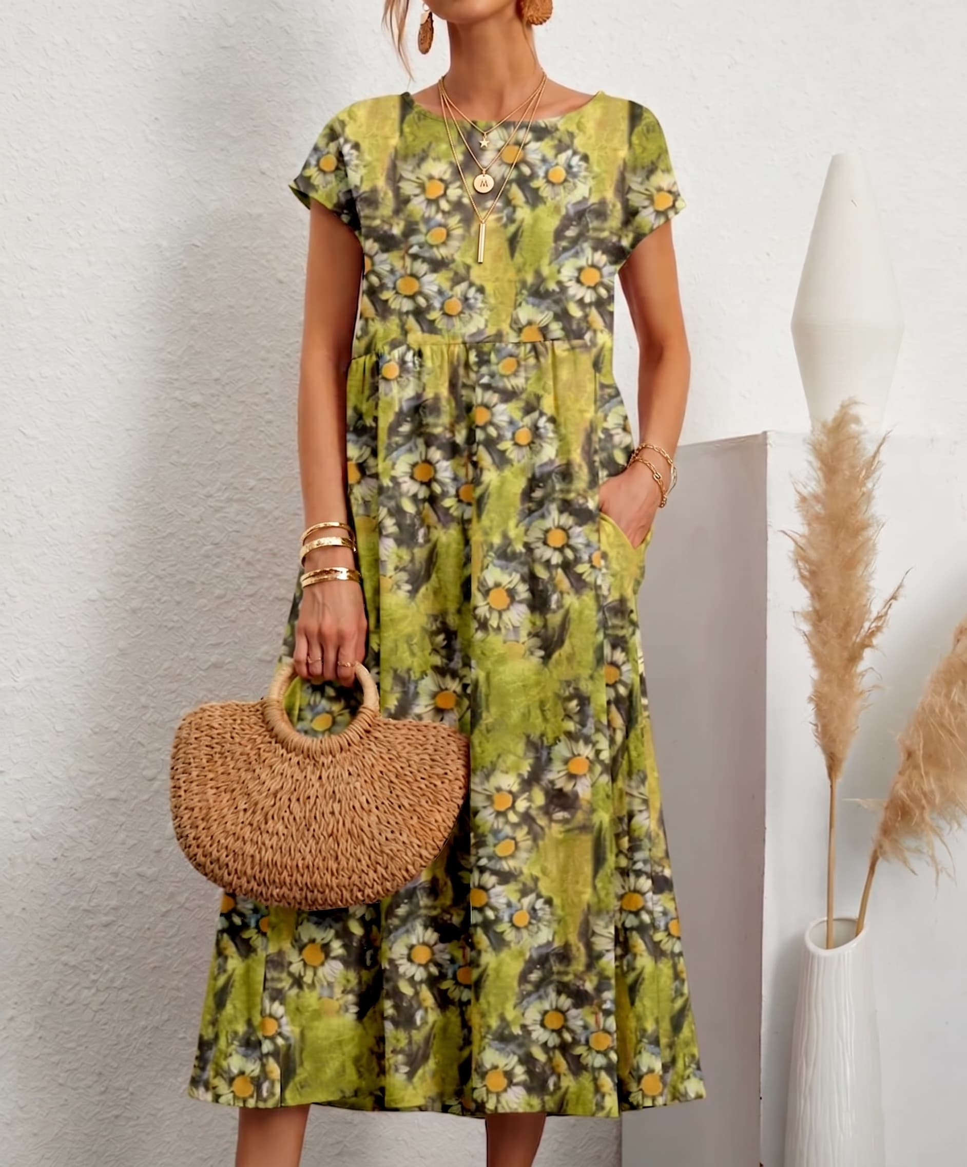 Aurelia™ — Timeless Grace Floral Midi Dress