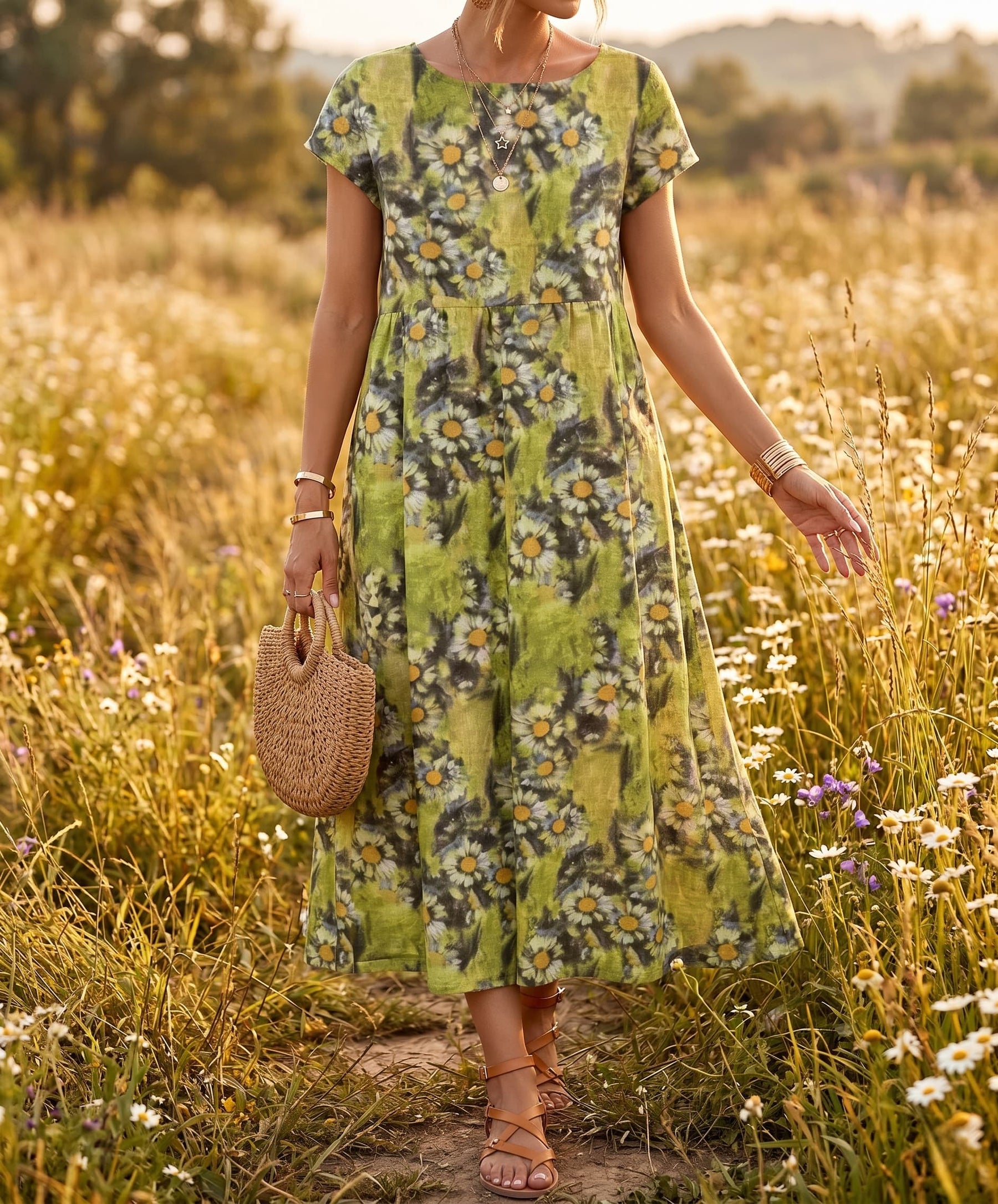 Aurelia™ — Timeless Grace Floral Midi Dress