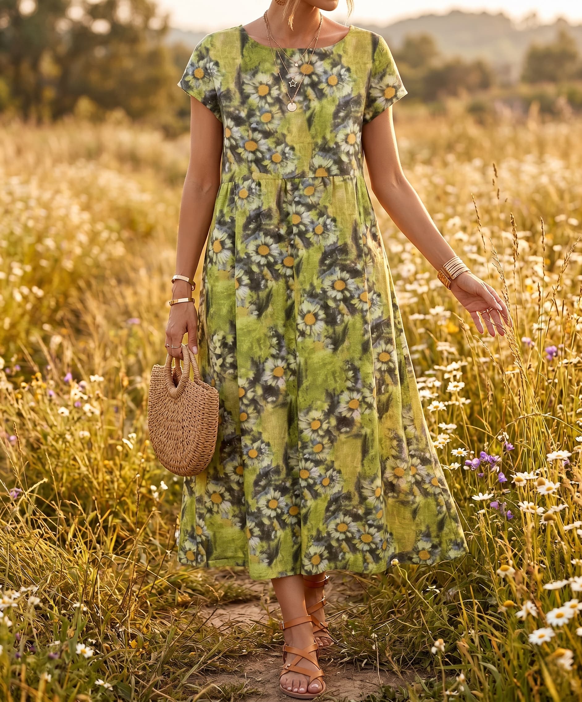 Aurelia™ — Timeless Grace Floral Midi Dress