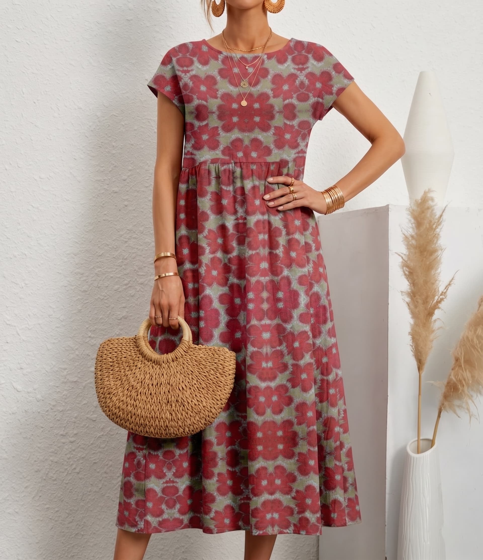 Aurelia™ — Timeless Grace Floral Midi Dress