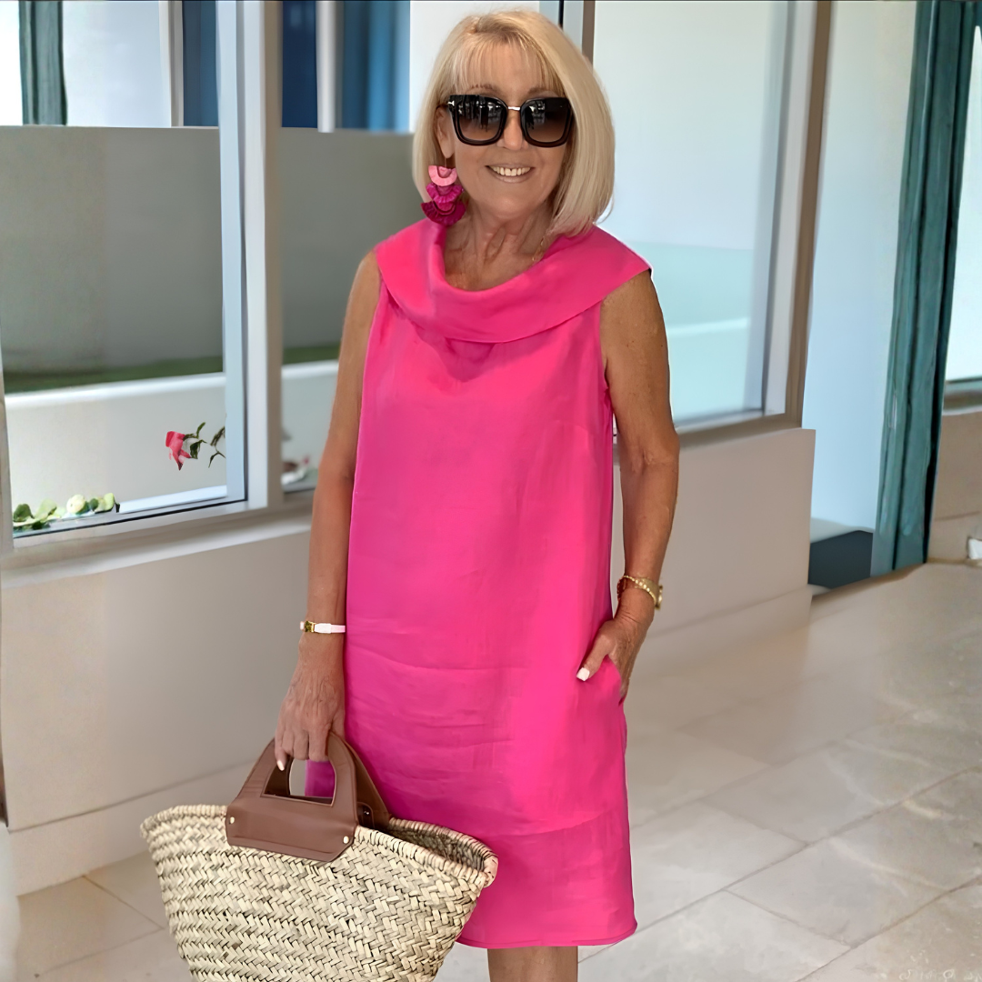 Perla – Sleeveless Sheath Dress with Round Neck