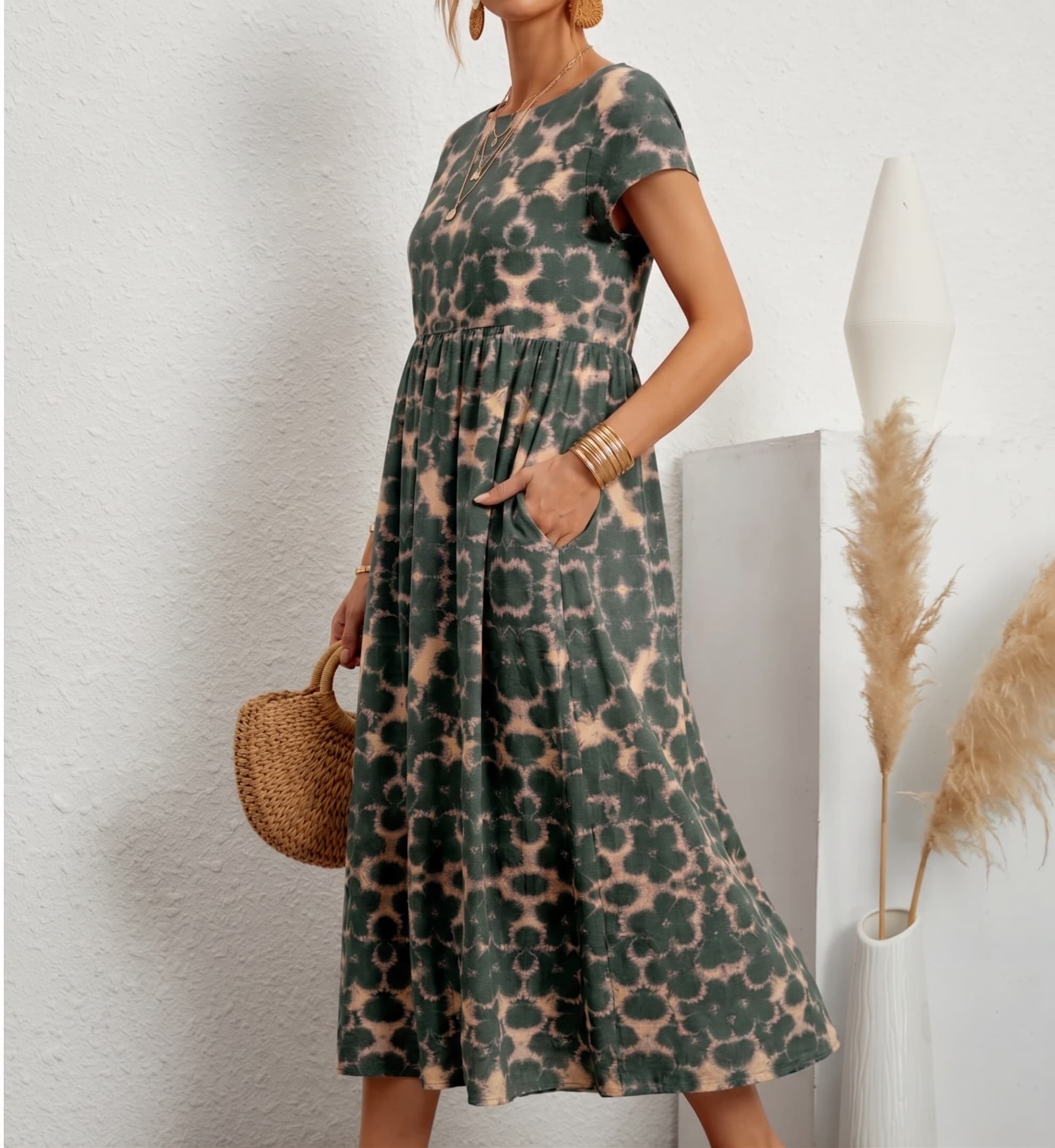 Aurelia™ — Timeless Grace Floral Midi Dress