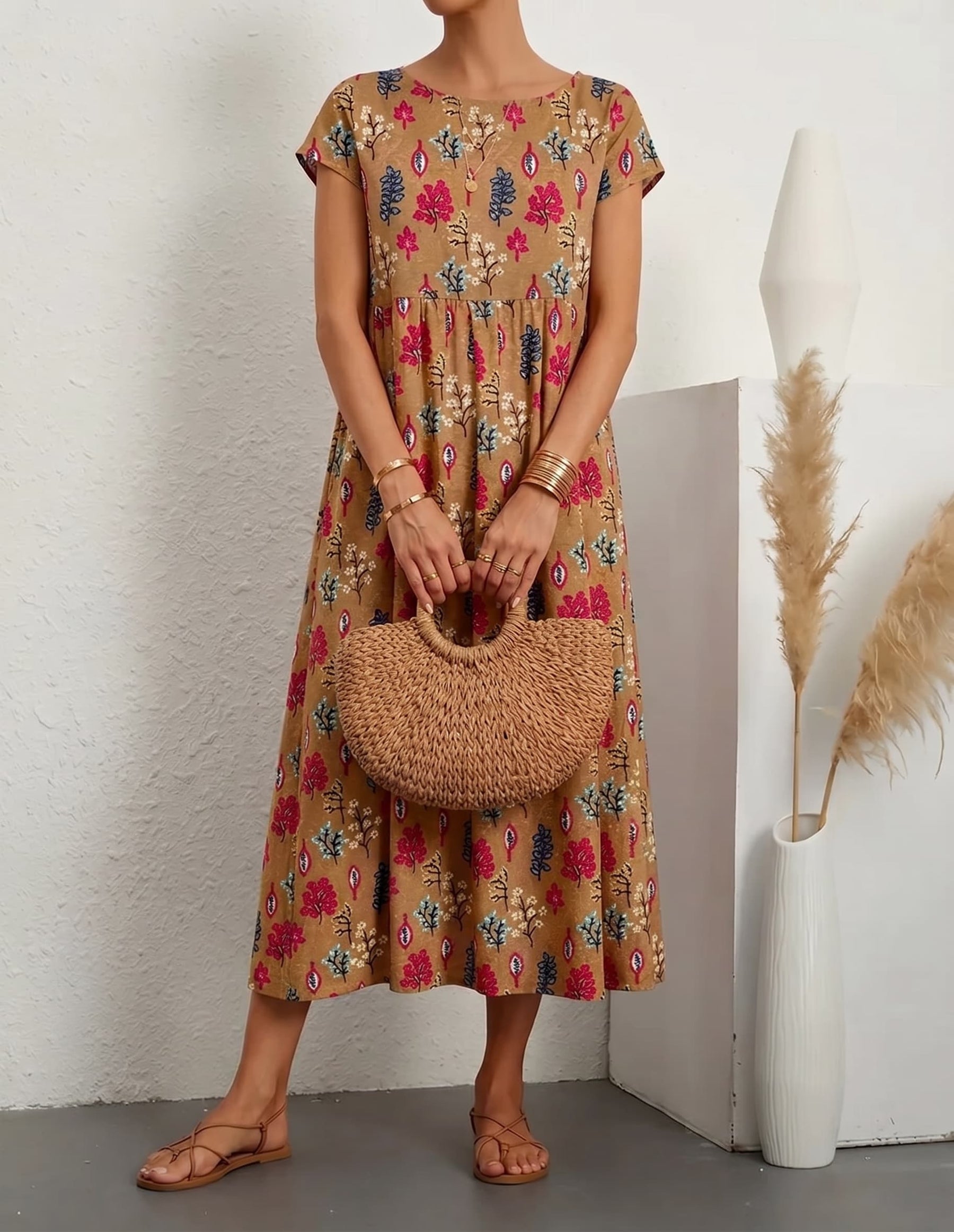 Aurelia™ — Timeless Grace Floral Midi Dress
