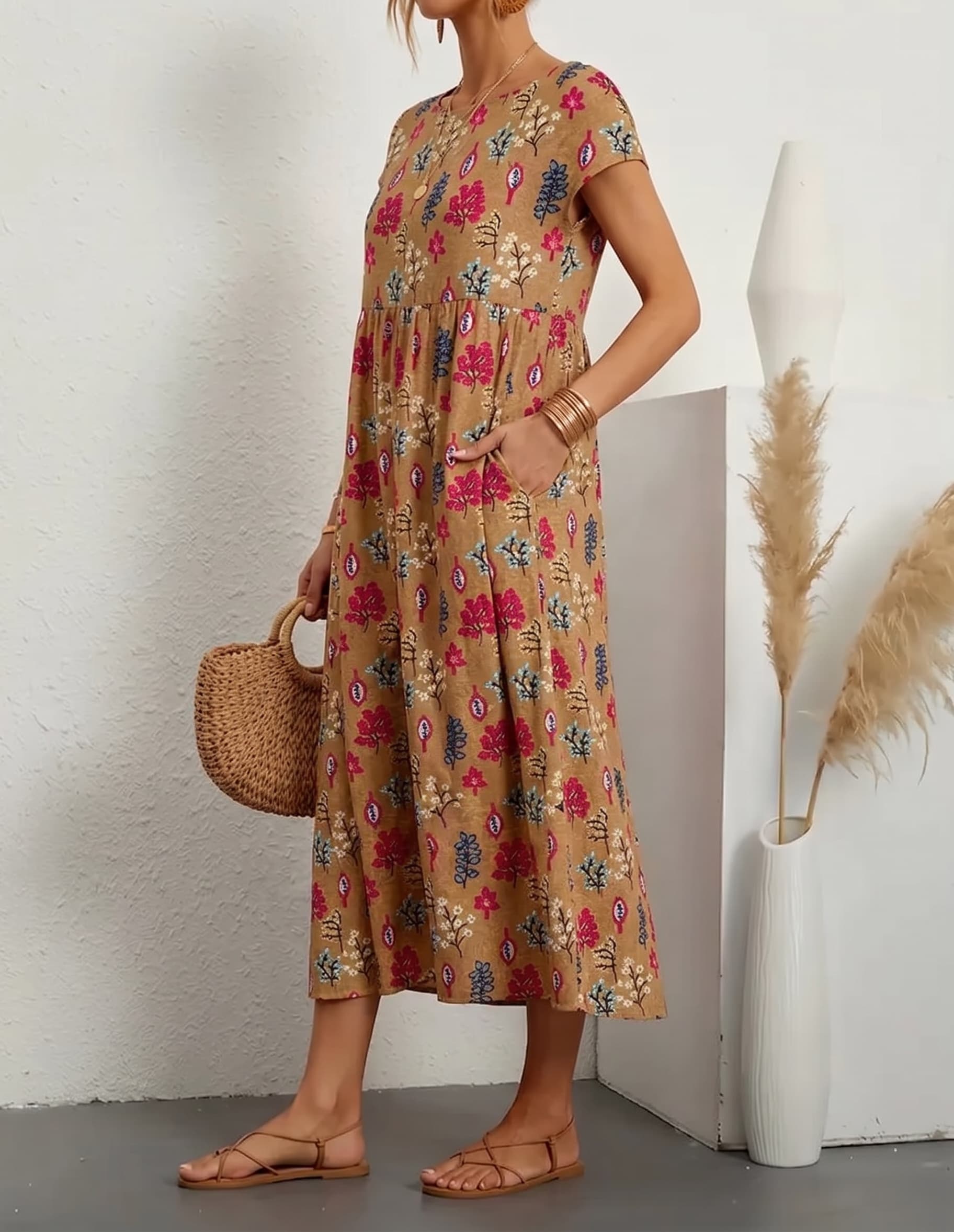 Aurelia™ — Timeless Grace Floral Midi Dress