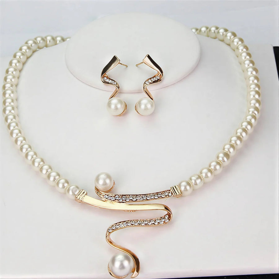 Elegant Wave Pearl Jewellery Set