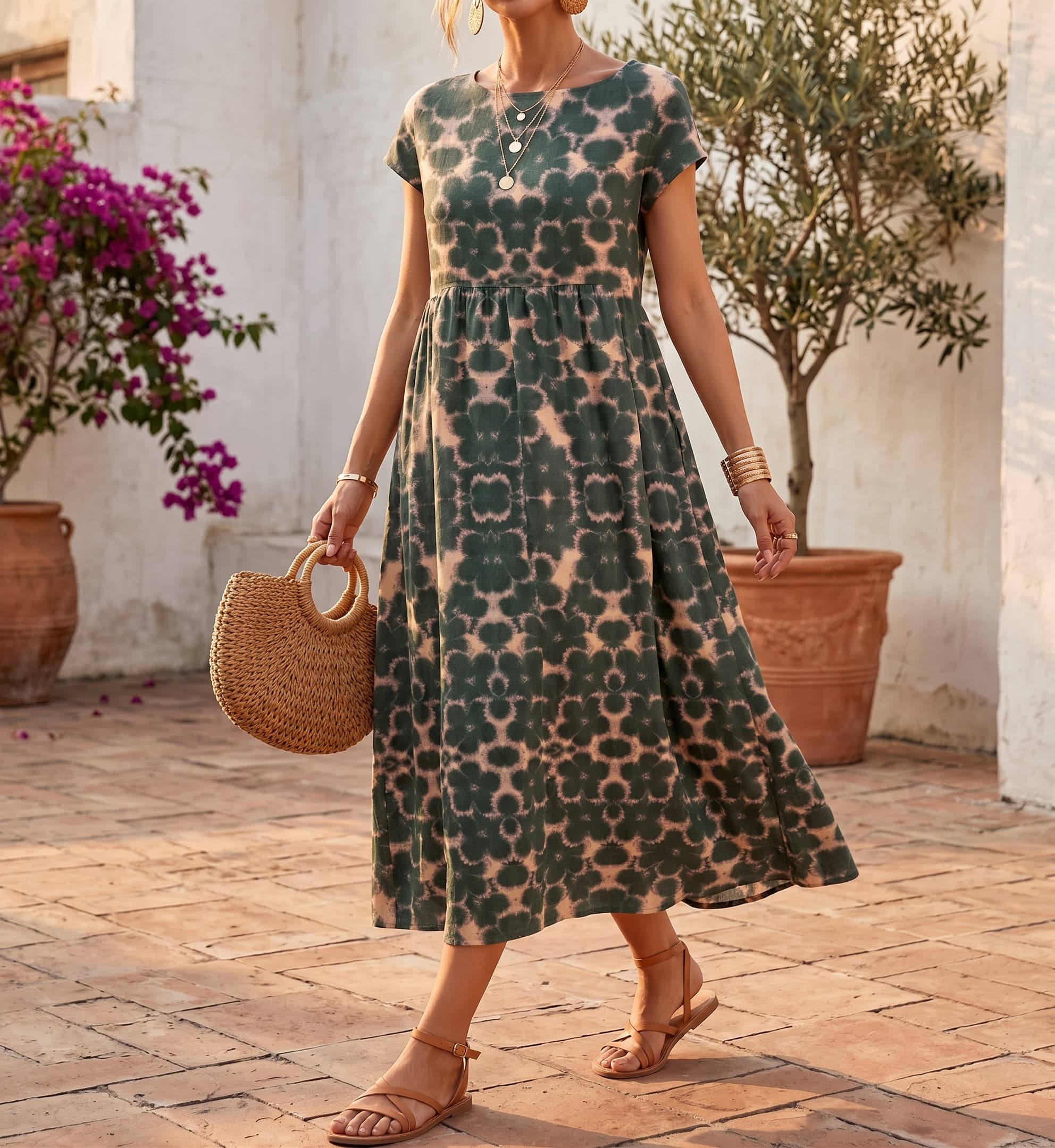 Aurelia™ — Timeless Grace Floral Midi Dress