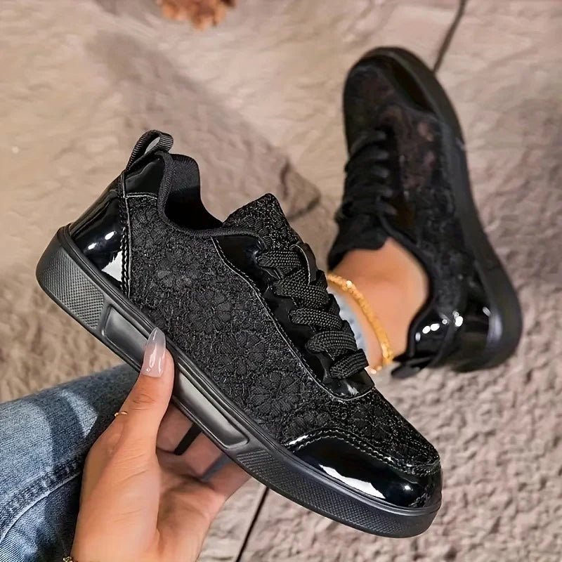 Rosewood | Floral Lace Trainers