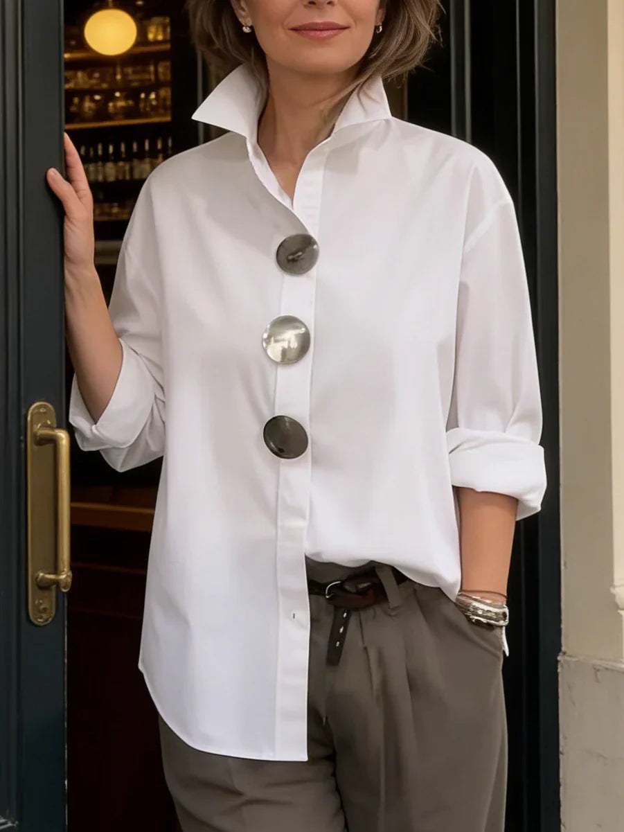 Rosaline | Statement Button Stand Collar Blouse