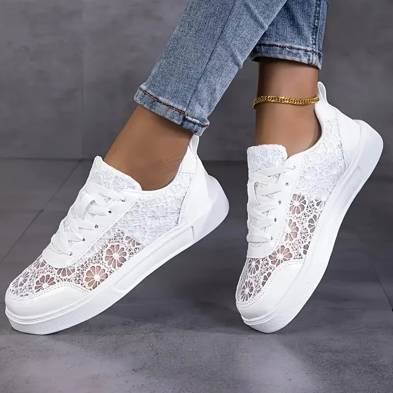 Rosewood | Floral Lace Trainers