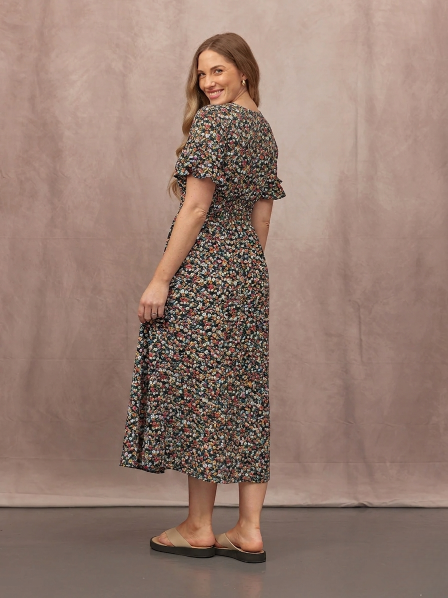 Maddie V-Neck Short Sleeve Dress