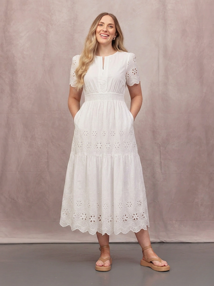 The Georgie Tiered Broderie Dress