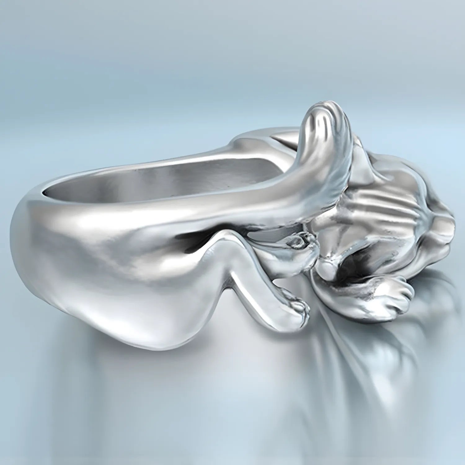 Silver Vintage Cat Ring