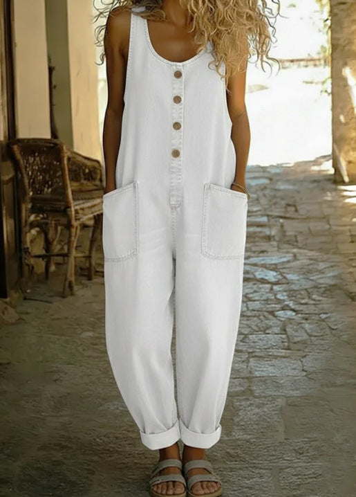 Saylor - Vintage Soft Cotton Denim-Look Overalls