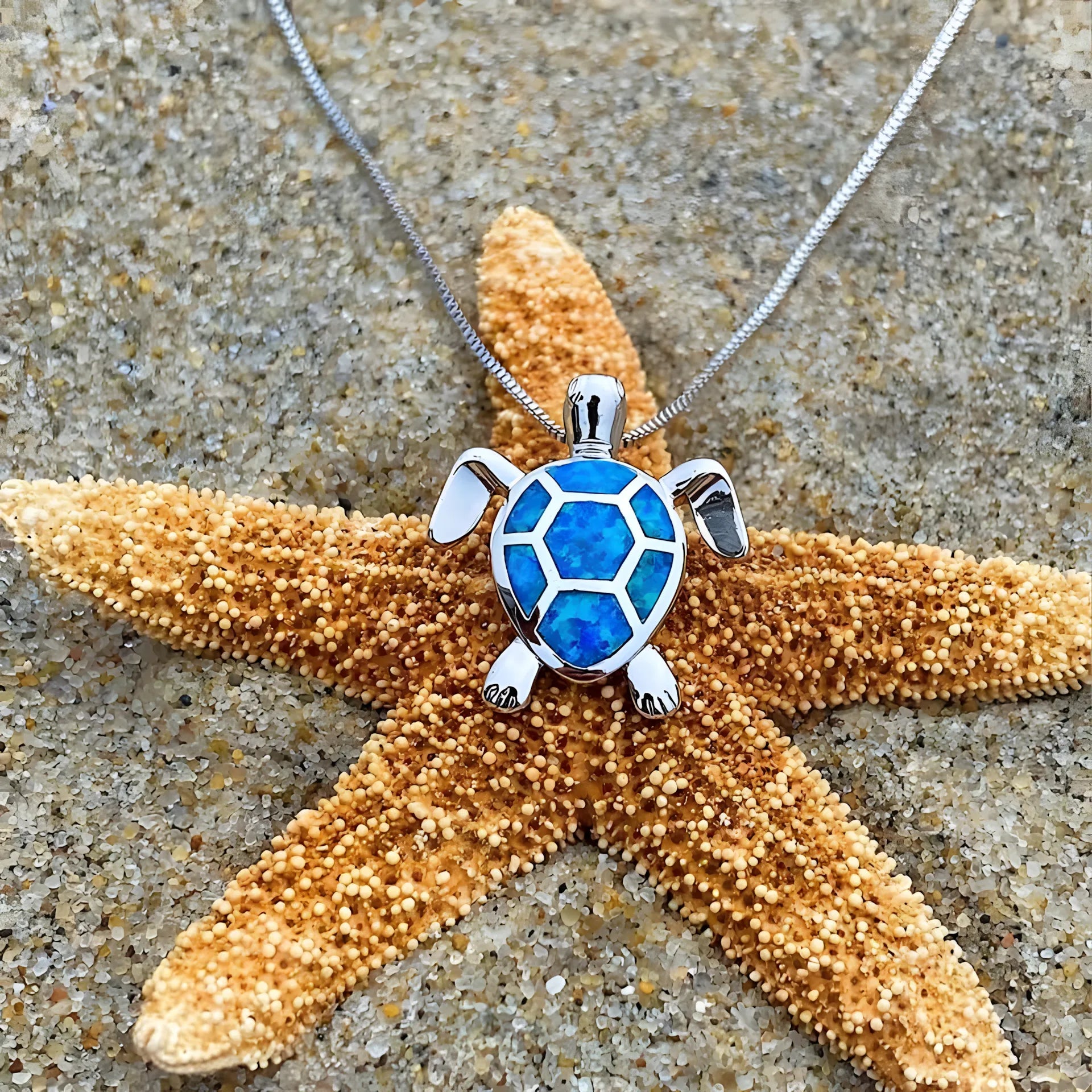 Sea Turtle Necklace + Earrings Set in Opal and Silver