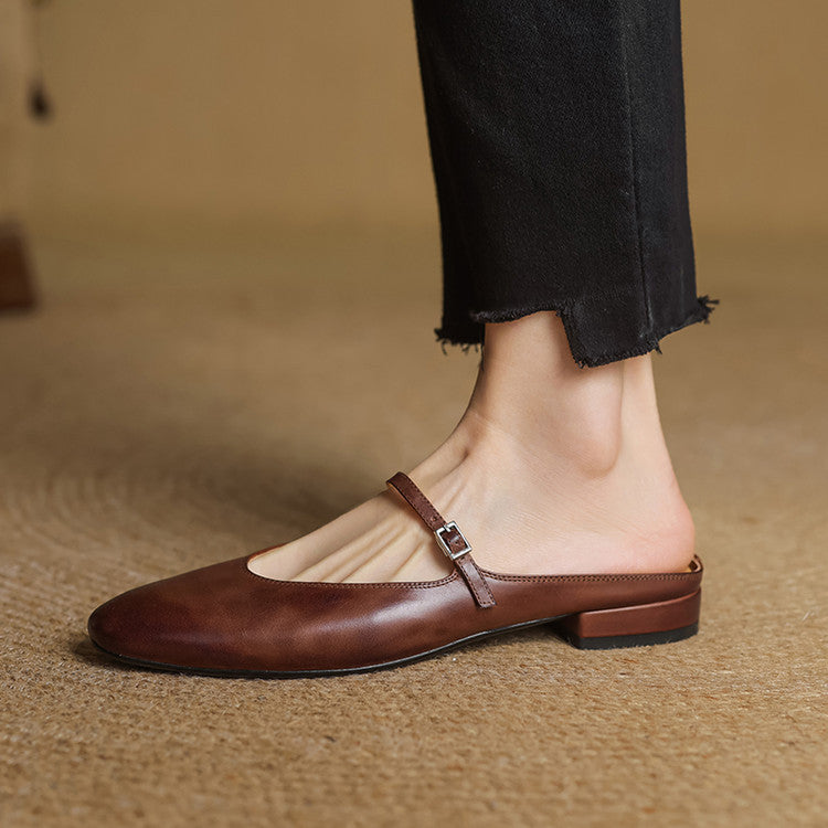 Sarah Mary-Jane Leather Flats