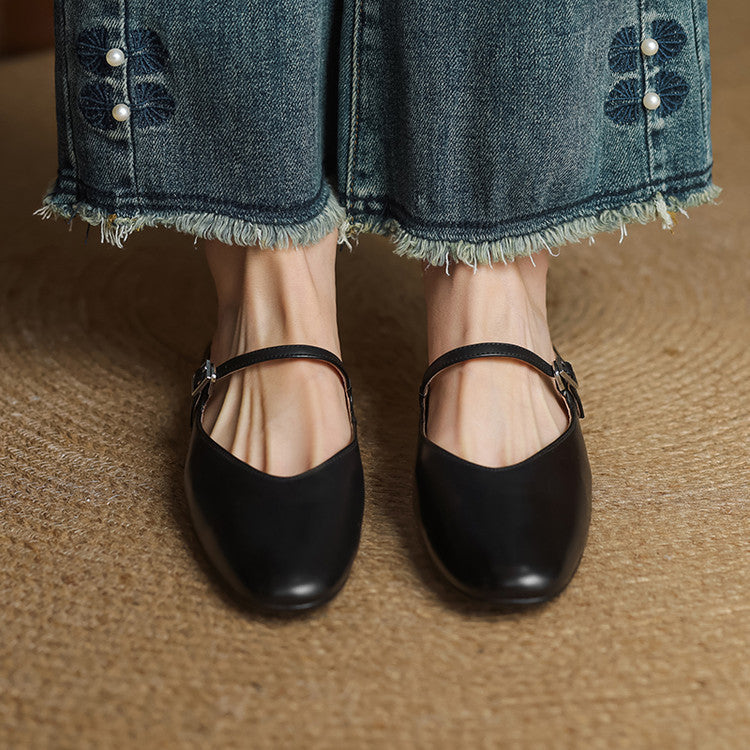 Sarah Mary-Jane Leather Flats