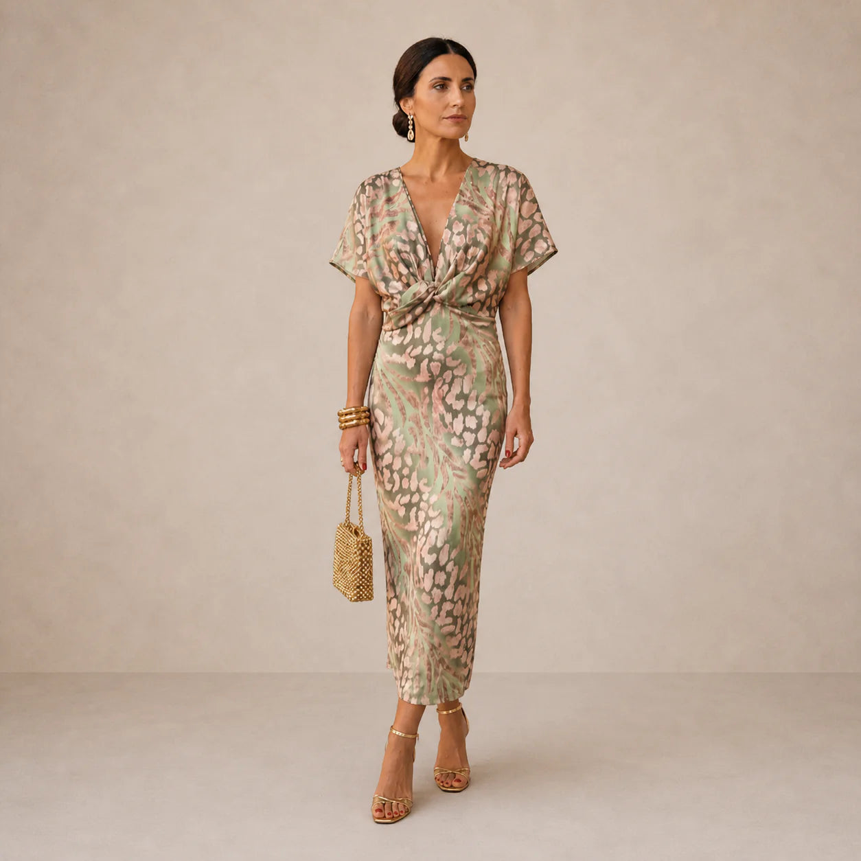 Jasmine | Elegant Twist-Waist Midi Dress