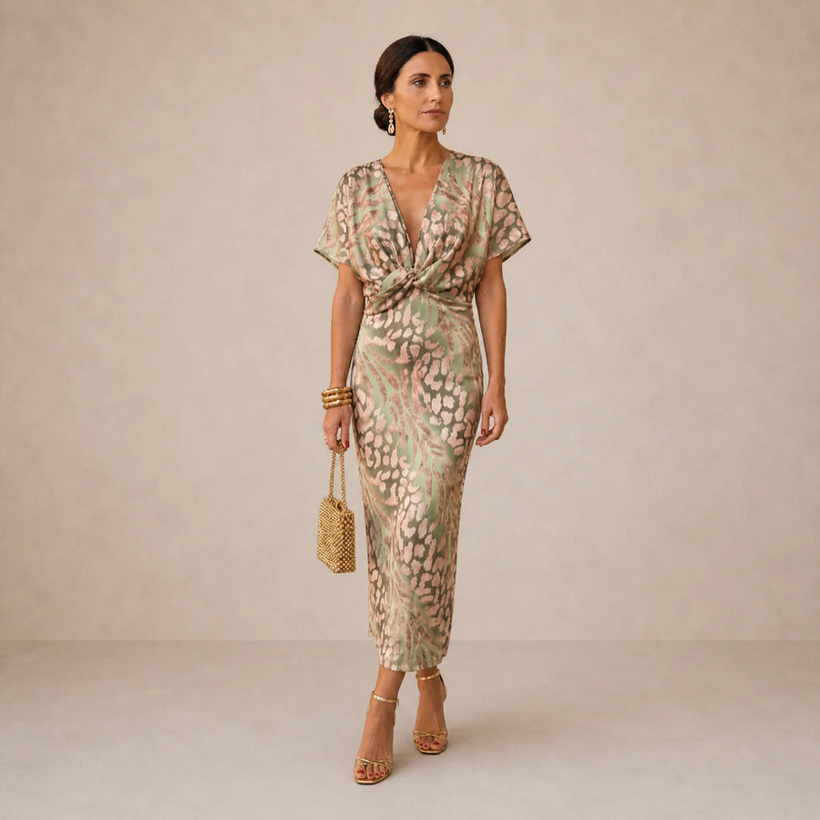 Jasmine | Elegant Twist-Waist Midi Dress