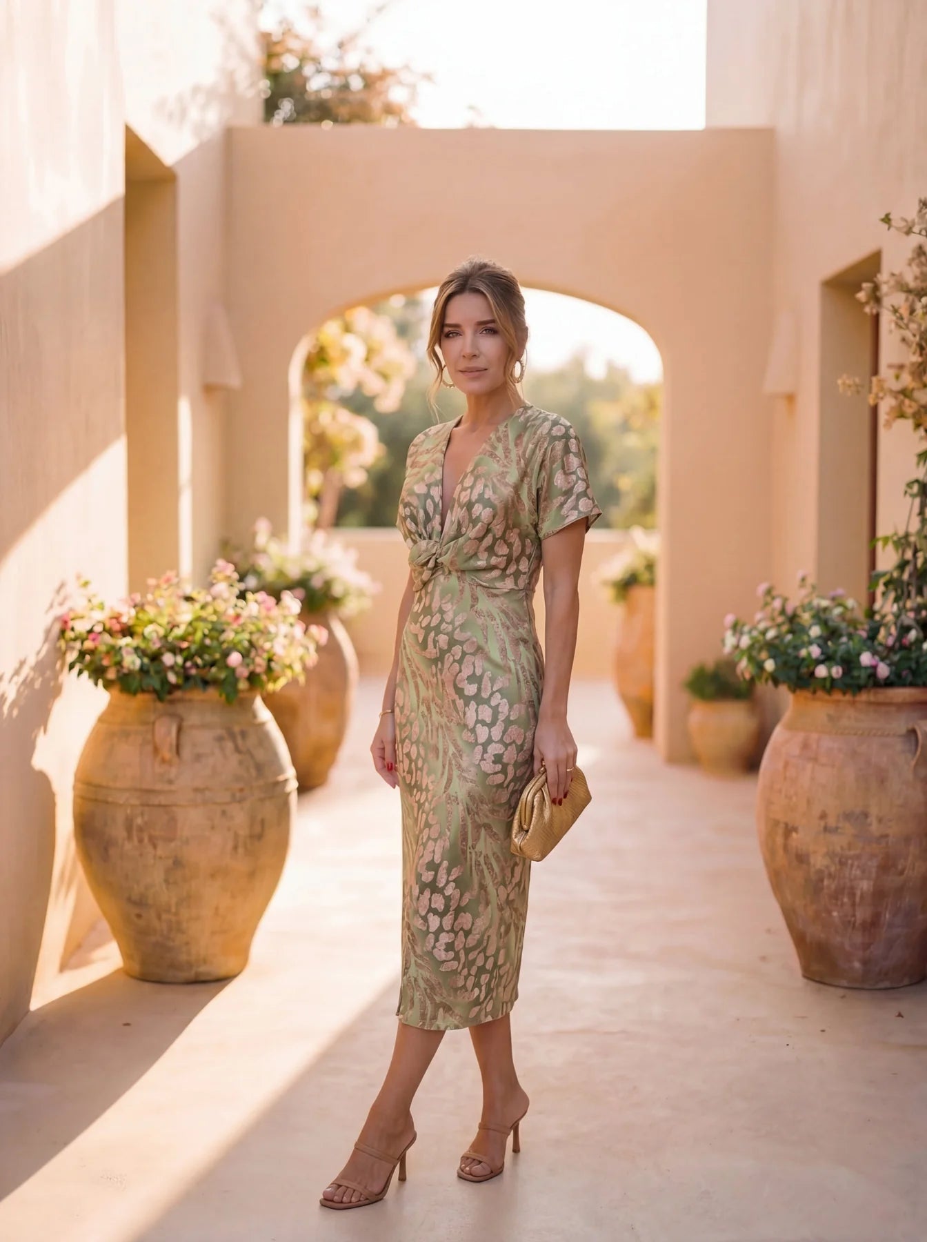 Jasmine | Elegant Twist-Waist Midi Dress