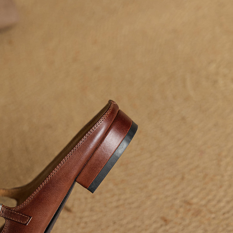 Sarah Mary-Jane Leather Flats