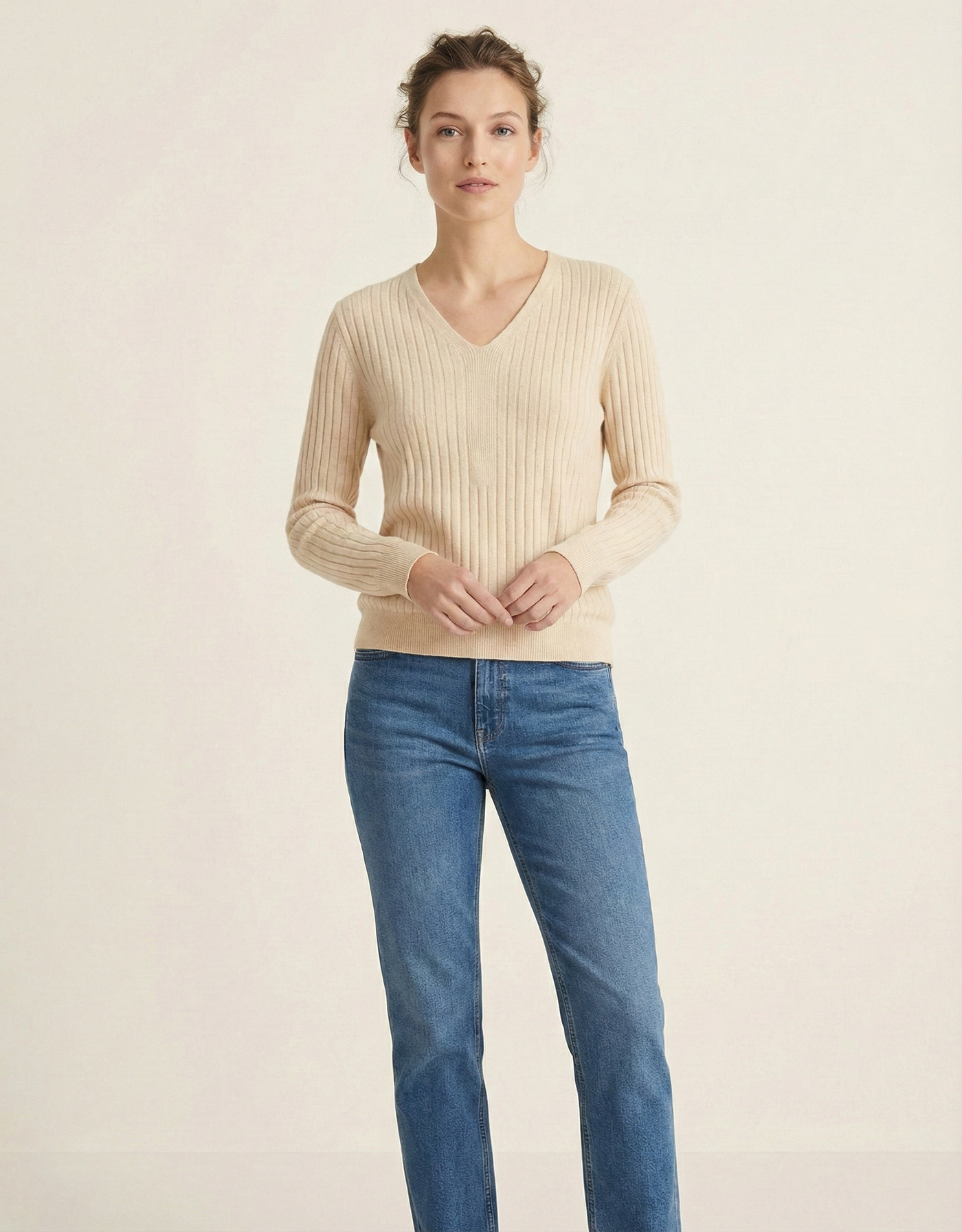 The Sienna Fine-Rib V-Neck
