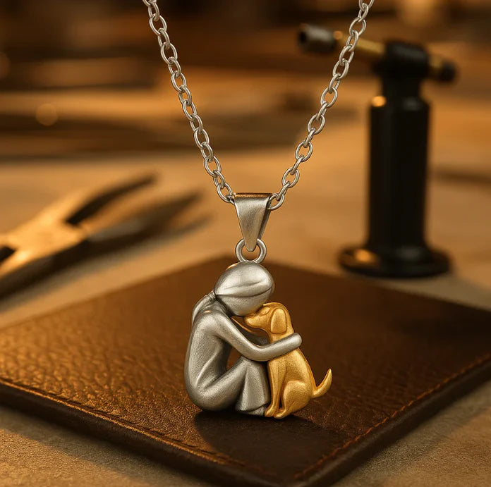 Embrace Dog Pendant Necklace – A Symbol of Love & Loyalty!