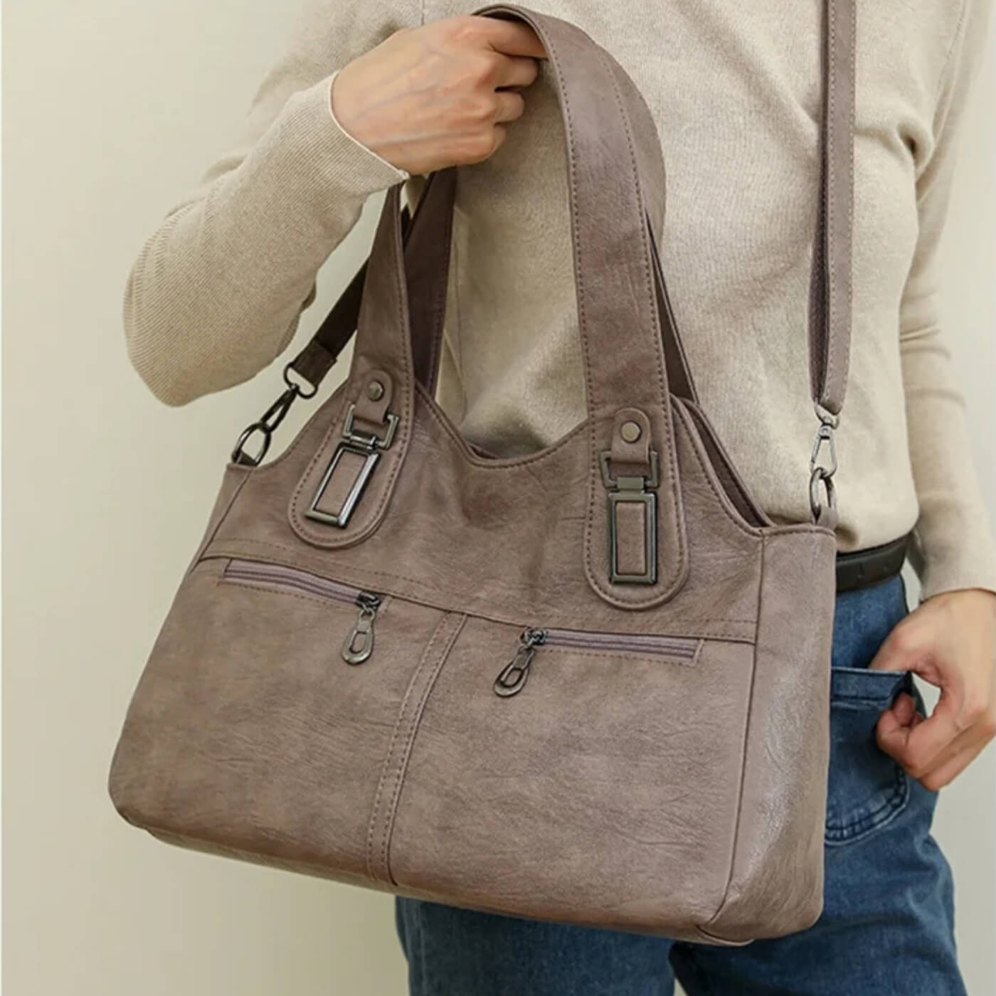 Flavia's Dual-Zip | Shoulder Bag