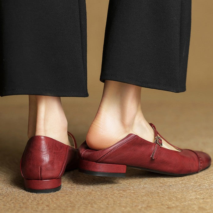 Esmira T-Strap Leather Mary Janes
