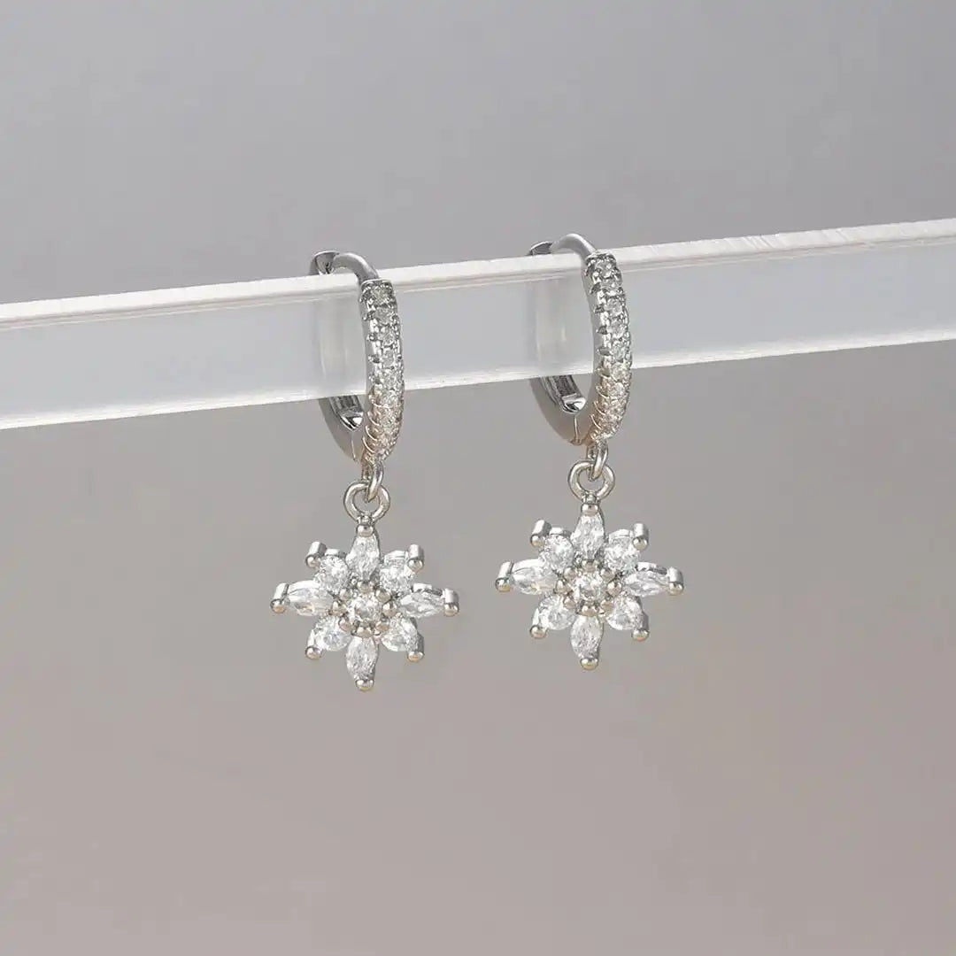 Classic Crystal Snowflake Drop Earrings