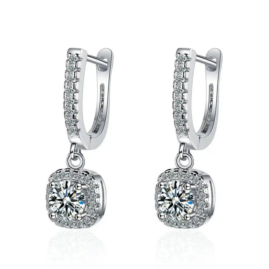 Classic White Gold Stone Earrings