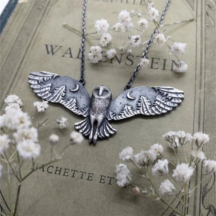 Vintage Owl Moon Necklace