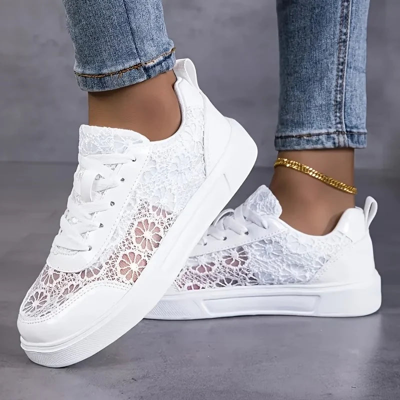 Rosewood | Floral Lace Trainers