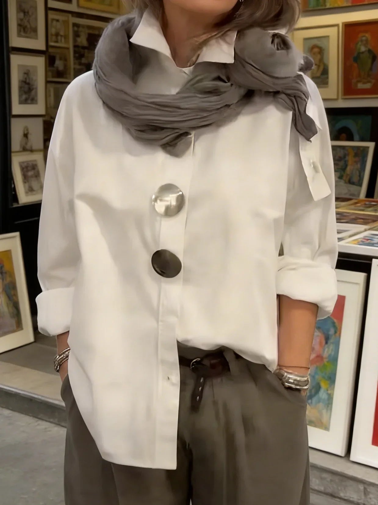 Rosaline | Statement Button Stand Collar Blouse