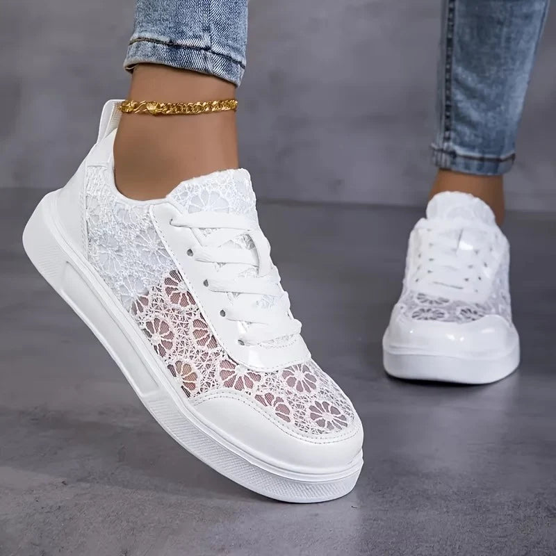 Rosewood | Floral Lace Trainers