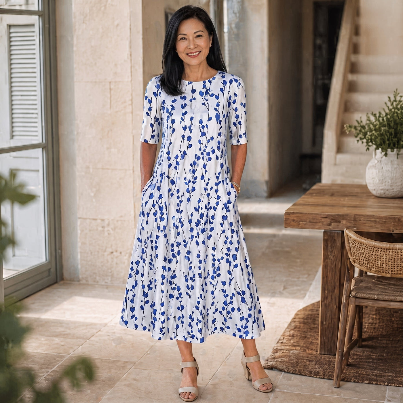 Sarah | Effortless Floral Midi Dress