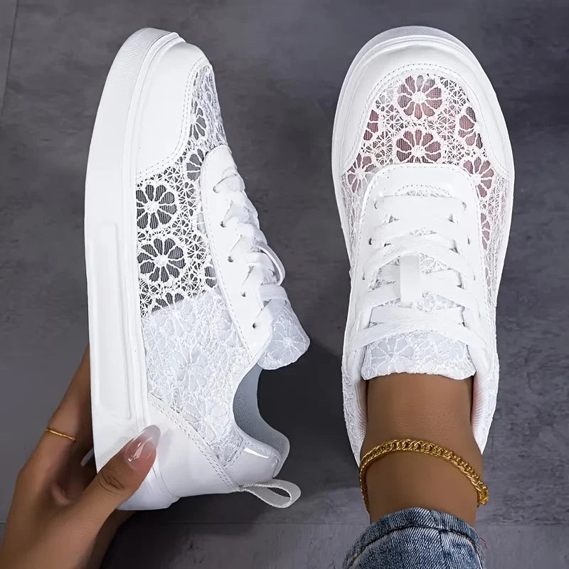 Rosewood | Floral Lace Trainers