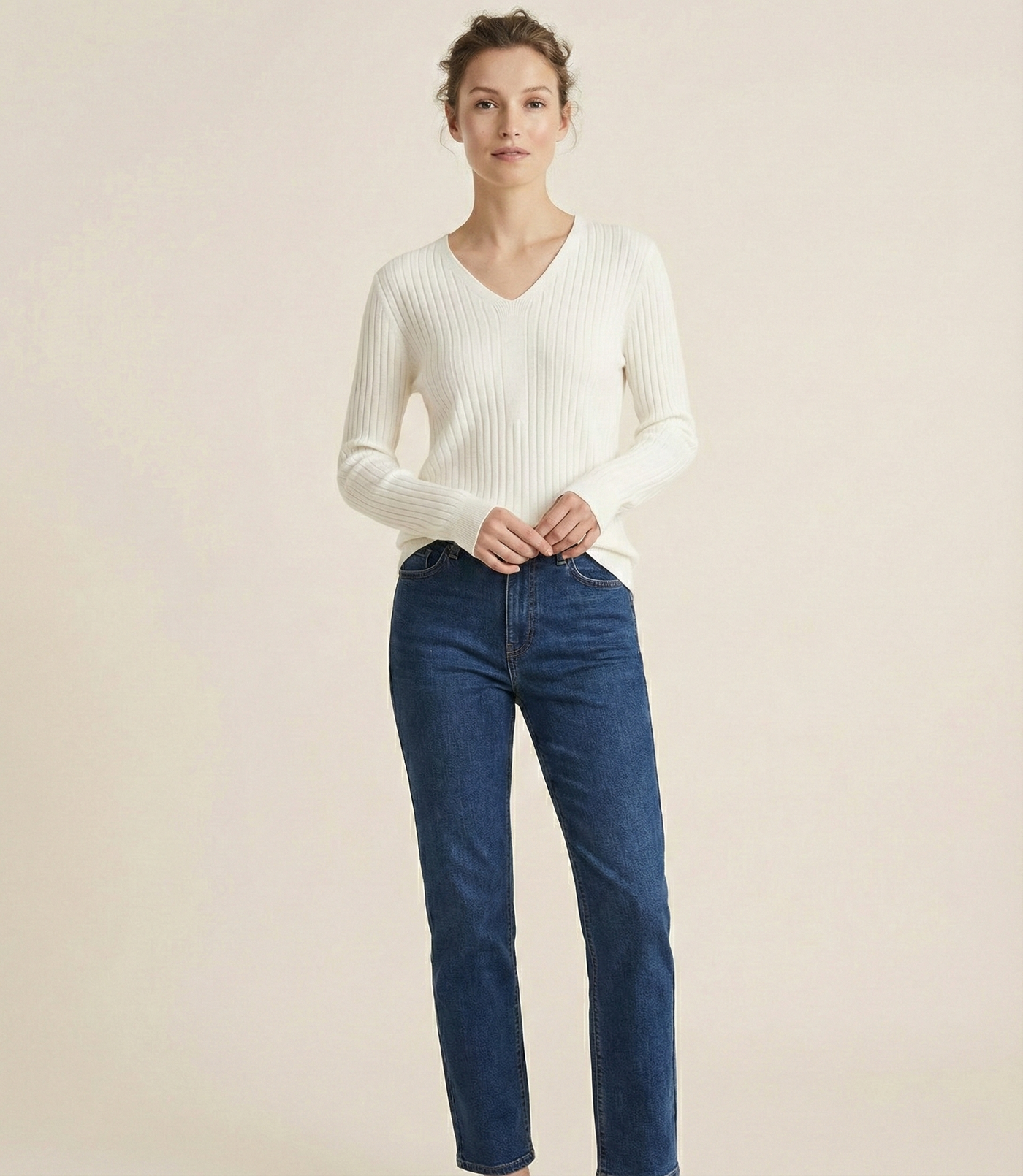 The Sienna Fine-Rib V-Neck