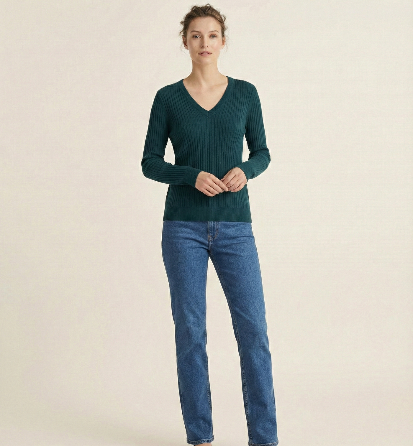 The Sienna Fine-Rib V-Neck
