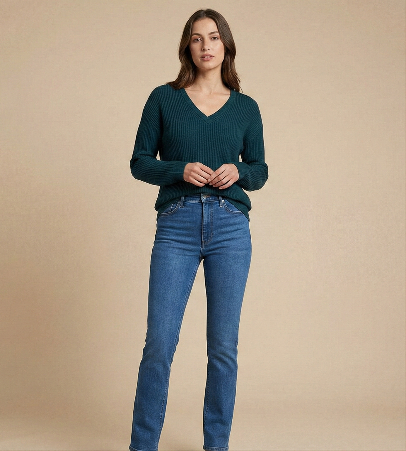 The Sienna Fine-Rib V-Neck
