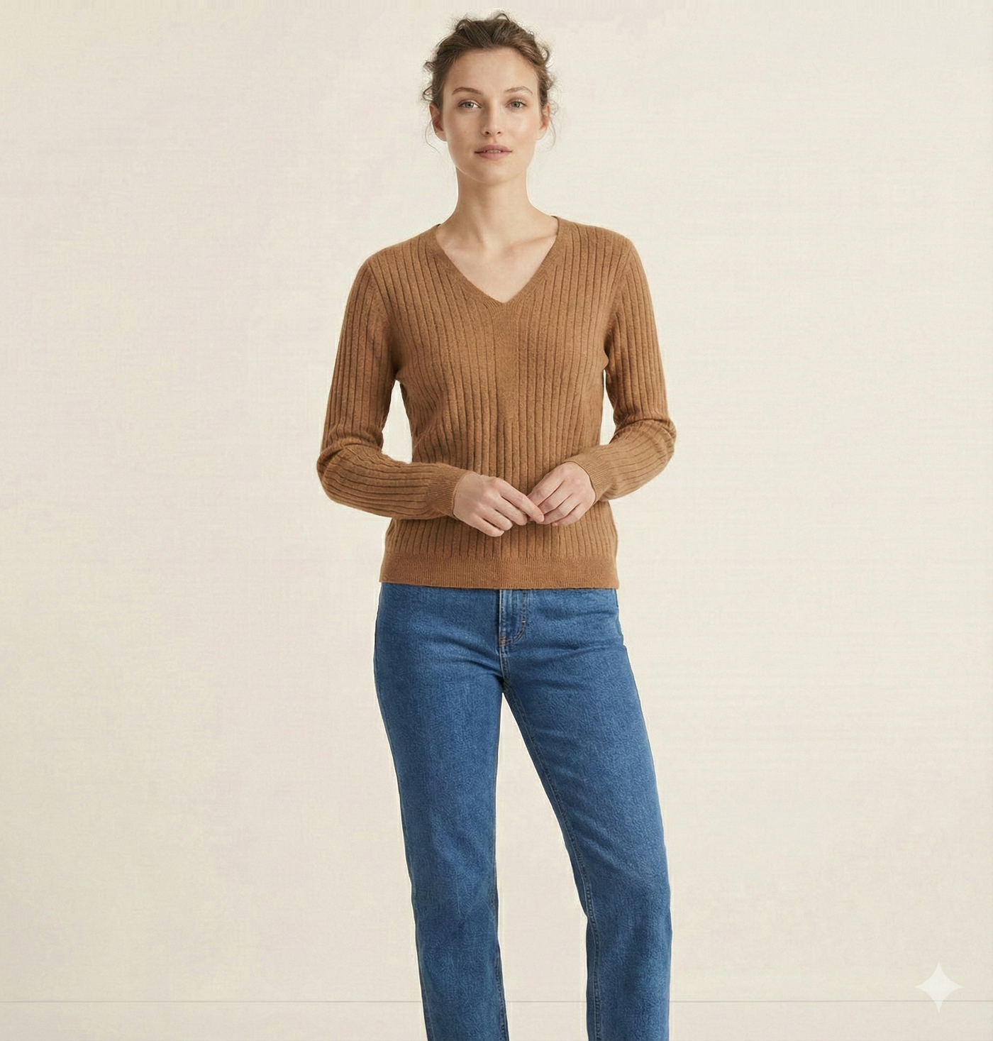The Sienna Fine-Rib V-Neck