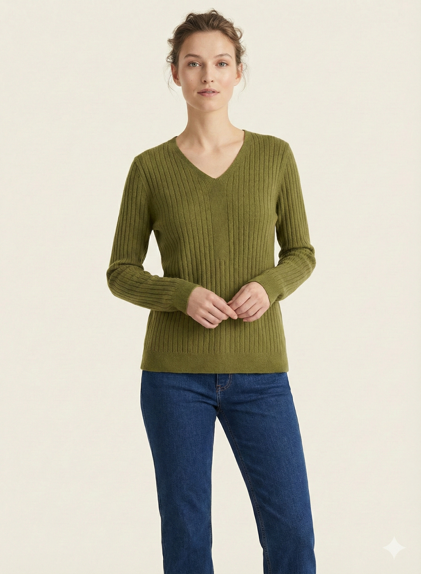 The Sienna Fine-Rib V-Neck
