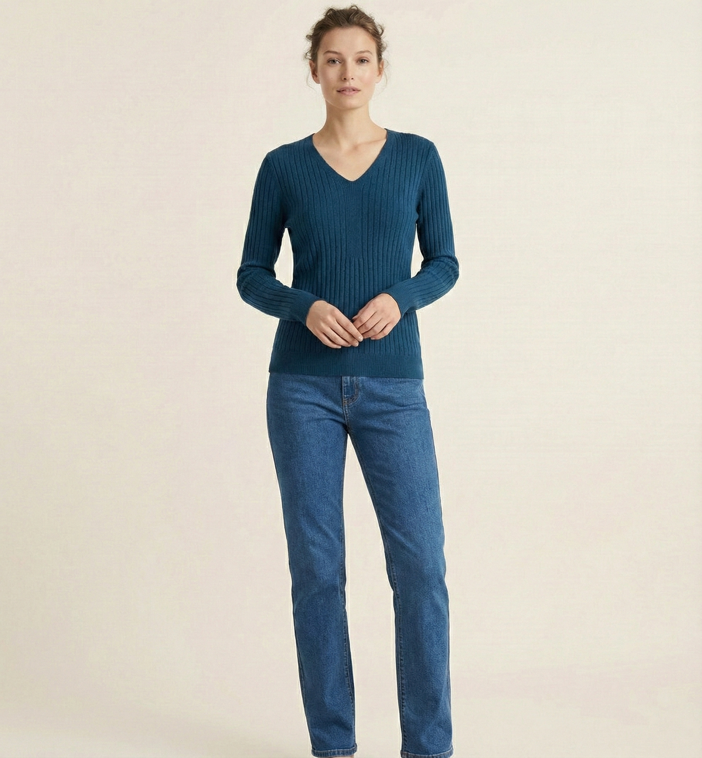 The Sienna Fine-Rib V-Neck